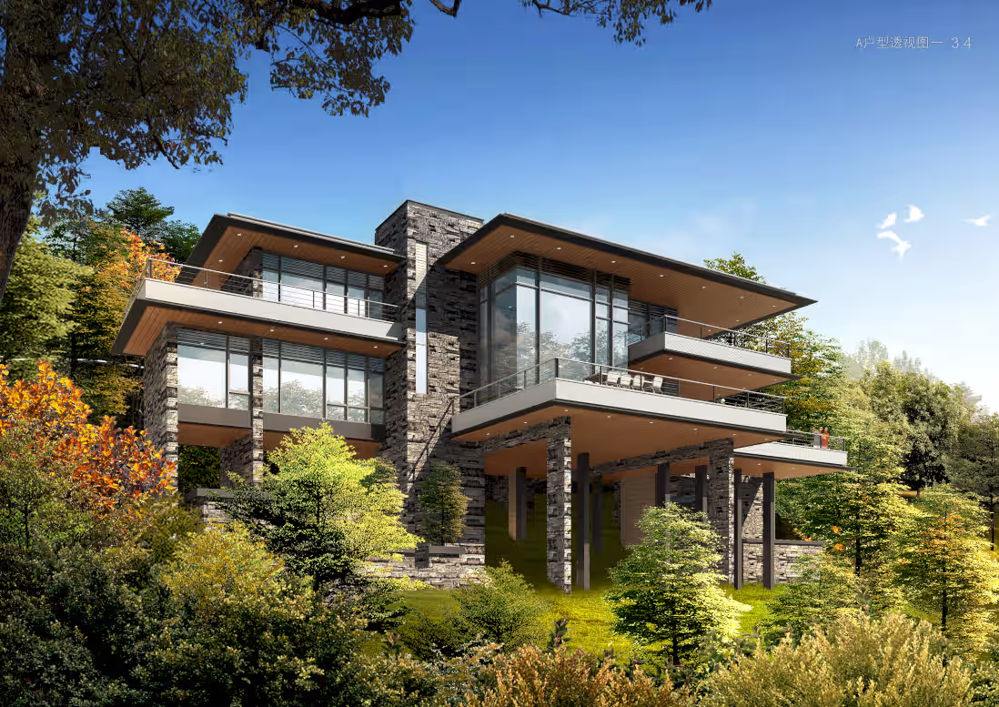 【山地别墅图纸】山地民宿别墅住宅SU图纸+CAD+效果图