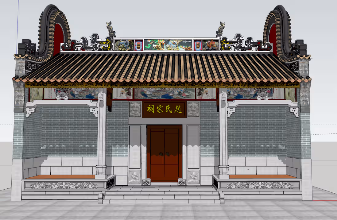 重檐歇山祠堂图纸|中式古建高台设计稿