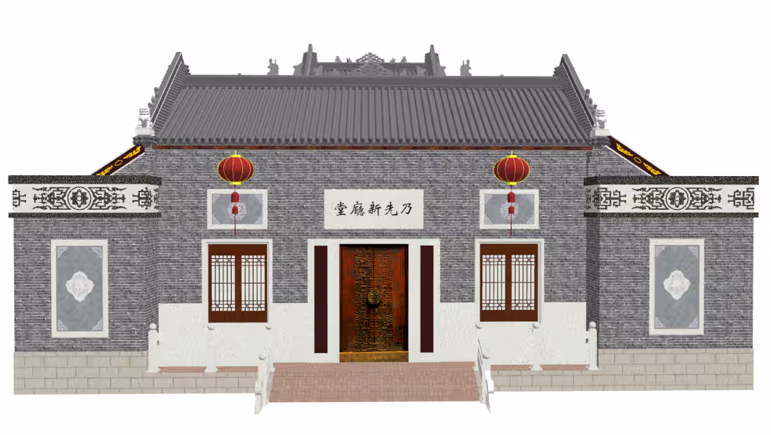 双层祠堂图纸模型｜飞檐歇山屋顶中式古建源稿